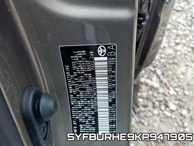 5YFBURHE9KP947905 фото 2