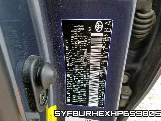 5YFBURHEXHP659805 фото 2