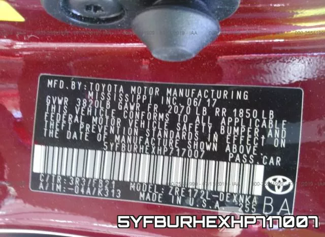 5YFBURHEXHP717007 фото 10