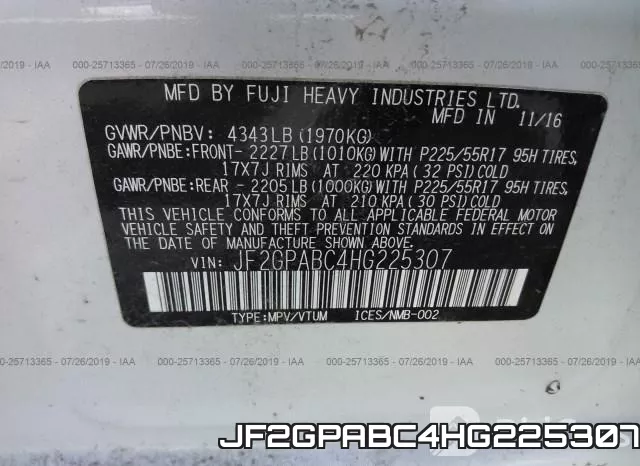 JF2GPABC4HG225307 фото 10