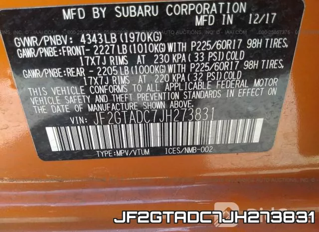 JF2GTADC7JH273831 фото 10