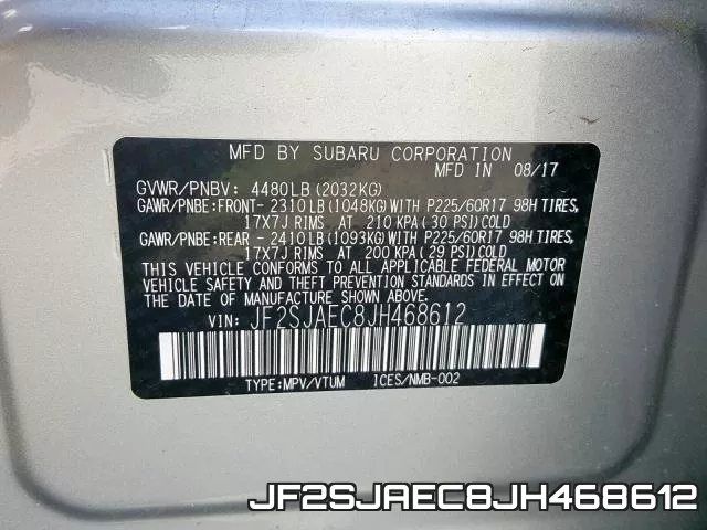 JF2SJAEC8JH468612 фото 2
