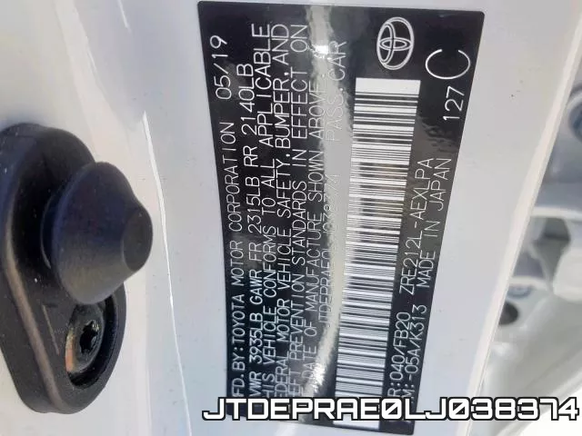 JTDEPRAE0LJ038374 фото 2