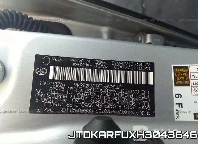 JTDKARFUXH3043646 фото 10