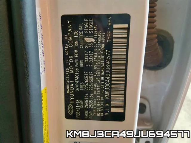 KM8J3CA49JU694577 фото 2