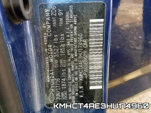KMHCT4AE3HU174960 фото 2