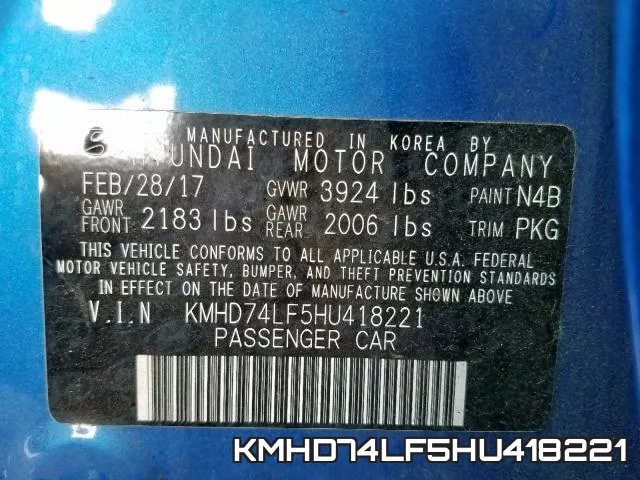 KMHD74LF5HU418221 фото 2
