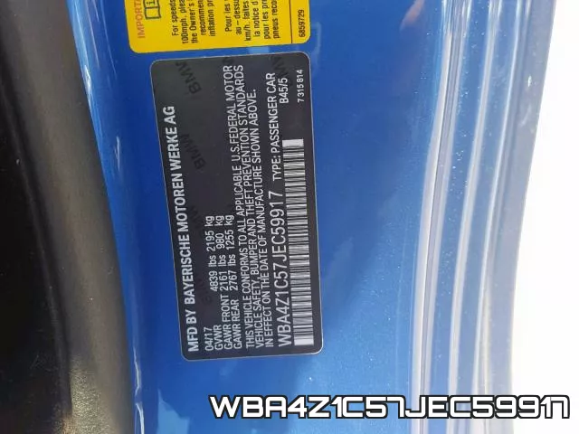 WBA4Z1C57JEC59917 фото 2