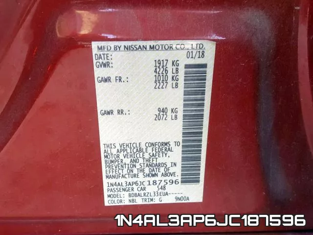 1N4AL3AP6JC187596 фото 2