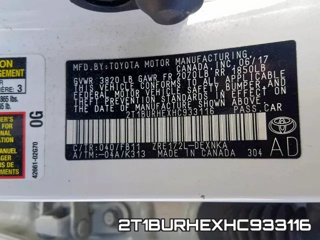 2T1BURHEXHC933116 фото 2