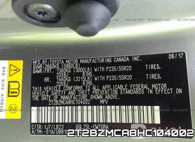 2T2BZMCA8HC104002 фото 10