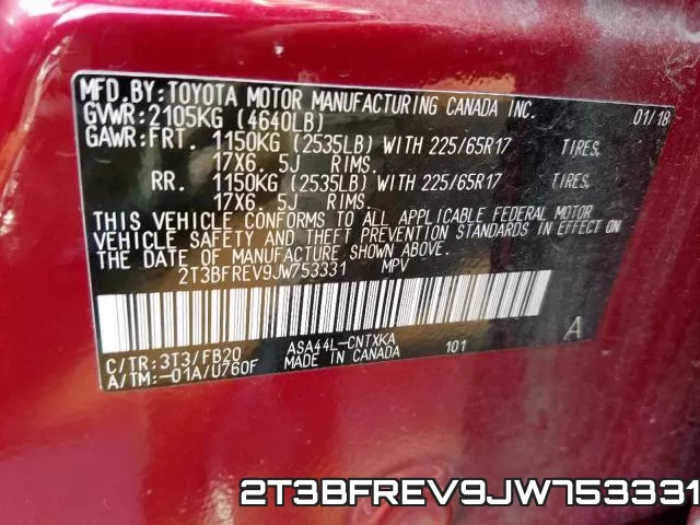 2T3BFREV9JW753331 фото 2