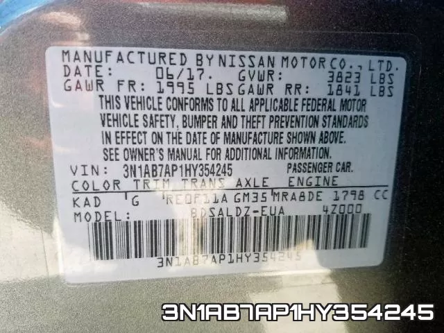 3N1AB7AP1HY354245 фото 2