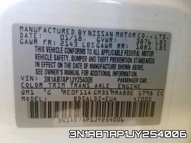 3N1AB7AP1JY254006 фото 2