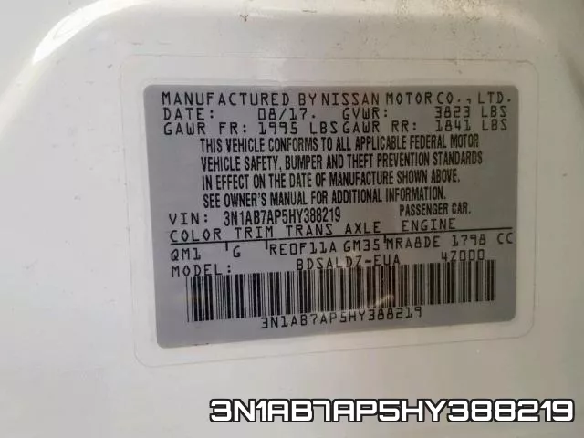 3N1AB7AP5HY388219 фото 2