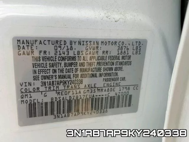 3N1AB7AP9KY240338 фото 2