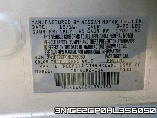3N1CE2CP0HL356050 фото 2