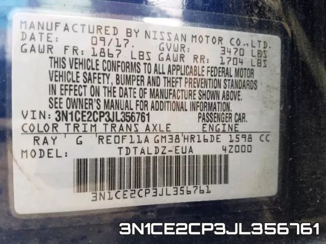 3N1CE2CP3JL356761 фото 2