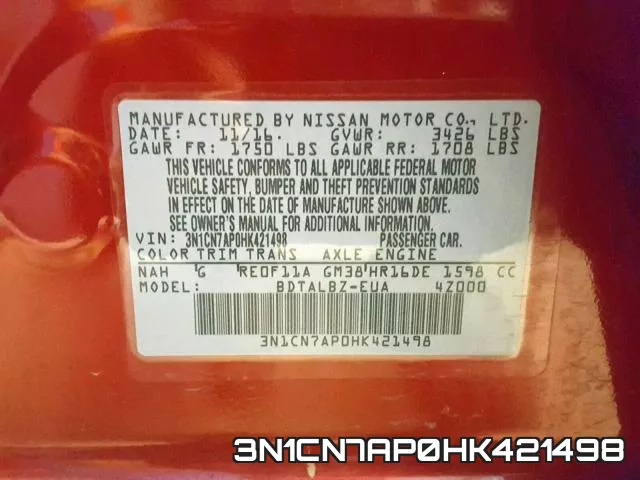 3N1CN7AP0HK421498 фото 2