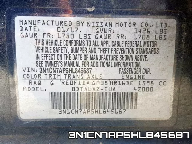 3N1CN7AP5HL845687 фото 2