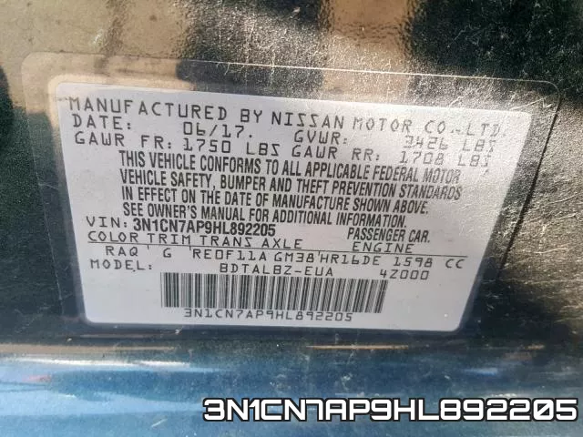 3N1CN7AP9HL892205 фото 2