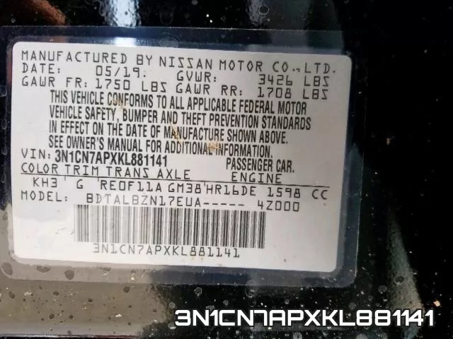 3N1CN7APXKL881141 фото 2