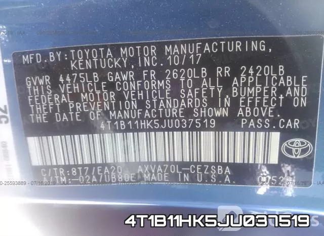 4T1B11HK5JU037519 фото 10