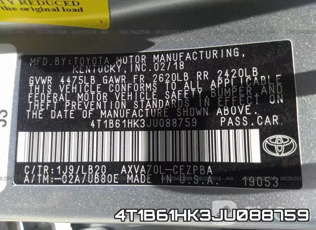 4T1B61HK3JU088759 фото 10