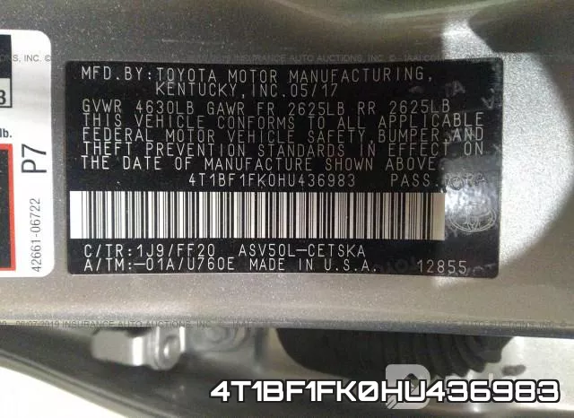 4T1BF1FK0HU436983 фото 10