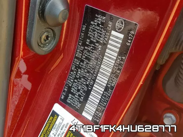 4T1BF1FK4HU628777 фото 2