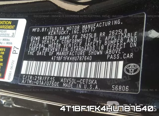 4T1BF1FK4HU787640 фото 10
