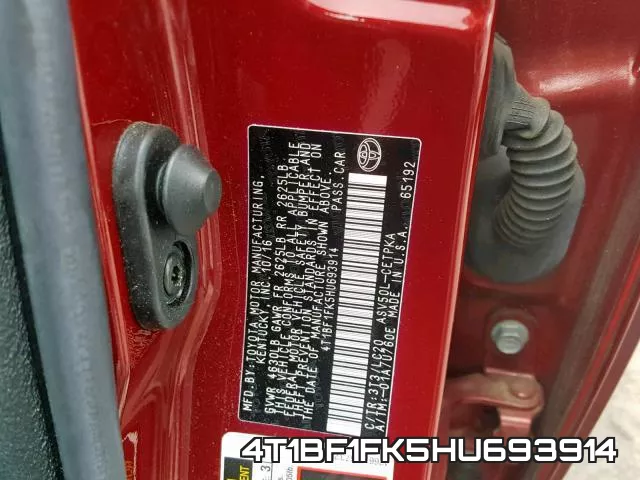 4T1BF1FK5HU693914 фото 2