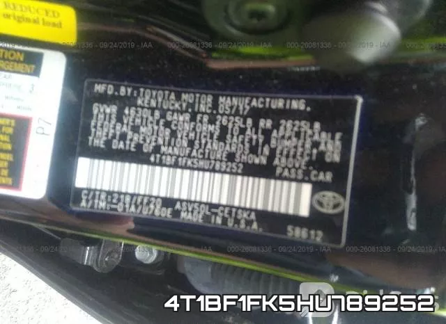 4T1BF1FK5HU789252 фото 10