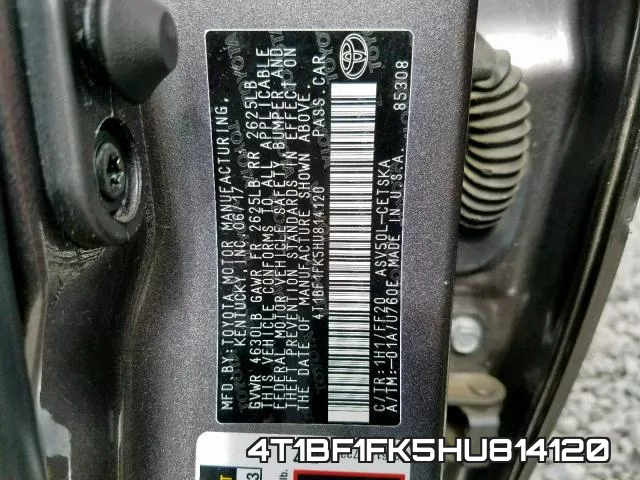 4T1BF1FK5HU814120 фото 2