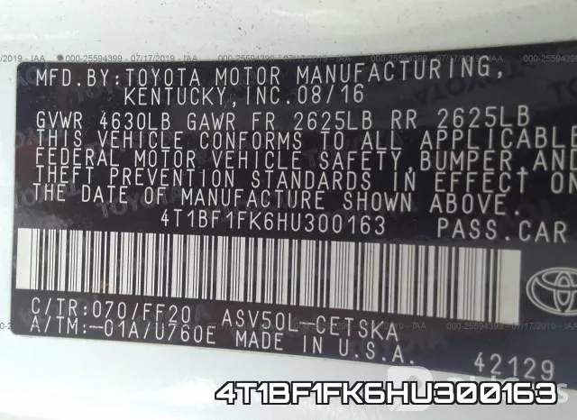 4T1BF1FK6HU300163 фото 10