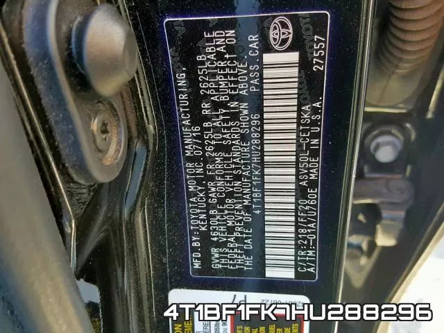 4T1BF1FK7HU288296 фото 2