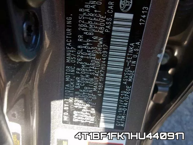 4T1BF1FK7HU440917 фото 2