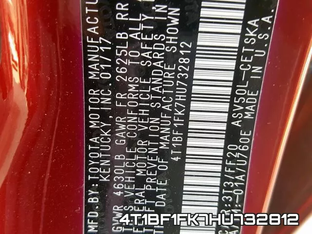 4T1BF1FK7HU732812 фото 2