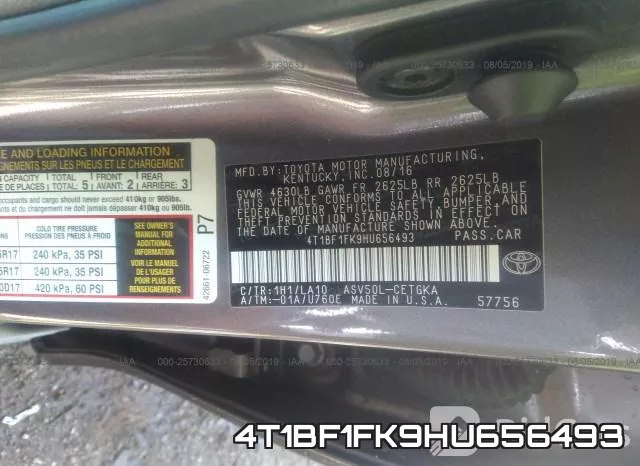 4T1BF1FK9HU656493 фото 10