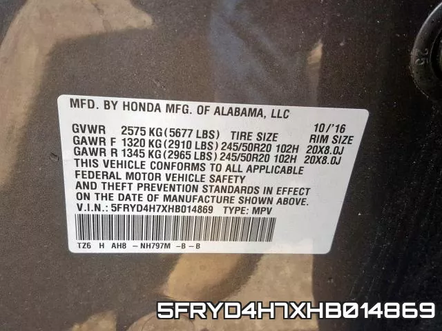 5FRYD4H7XHB014869 фото 2