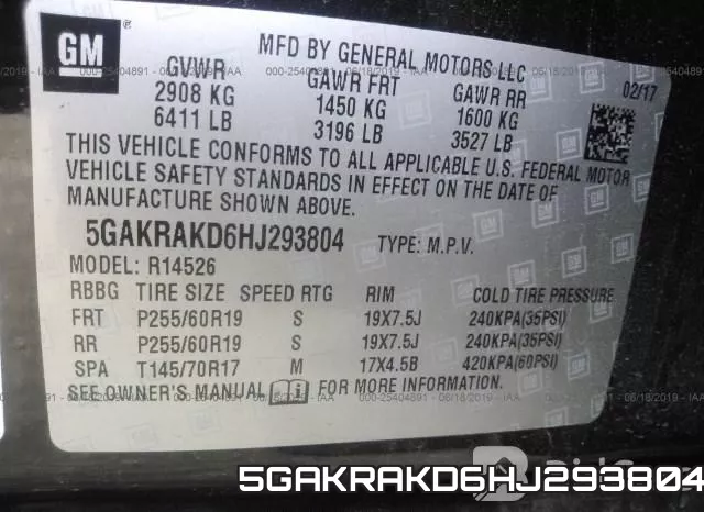 5GAKRAKD6HJ293804 фото 10