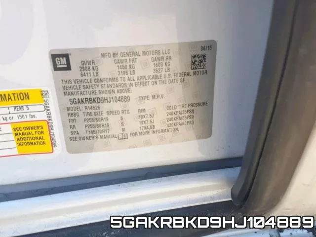 5GAKRBKD9HJ104889 фото 2
