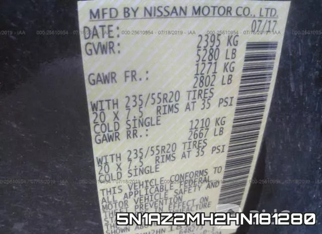 5N1AZ2MH2HN181280 фото 10