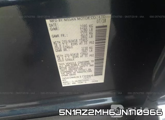 5N1AZ2MH6JN170966 фото 10