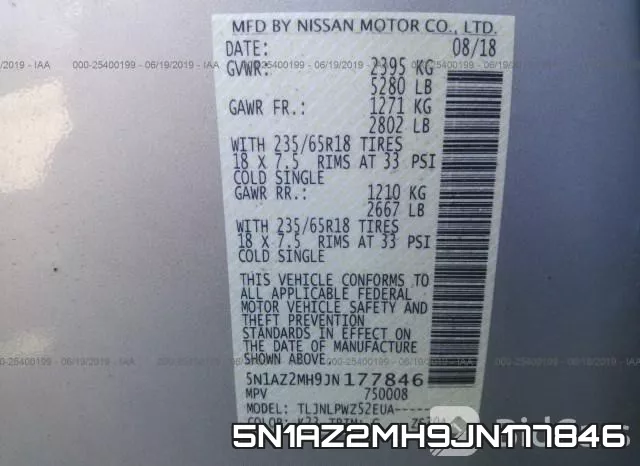 5N1AZ2MH9JN177846 фото 10