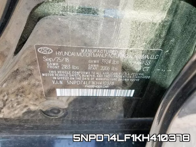 5NPD74LF1KH410378 фото 2