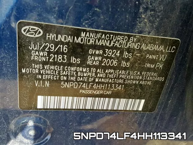 5NPD74LF4HH113341 фото 2