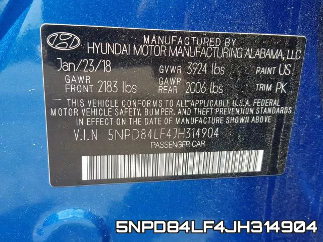 5NPD84LF4JH314904 фото 2