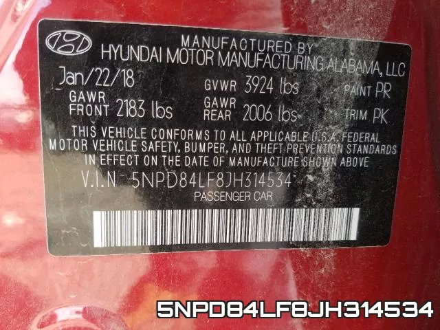 5NPD84LF8JH314534 фото 2