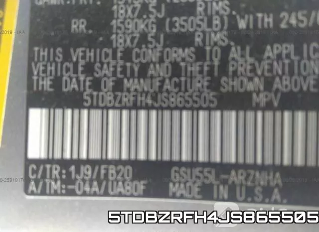 5TDBZRFH4JS865505 фото 10